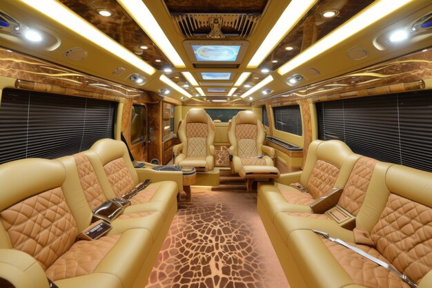 Photo el interior de un autocar de un lujo extremo para vips ar 32 style raw stylize 50 v 6 job id 7b4ae528d57546ceafae7d9f7808e502