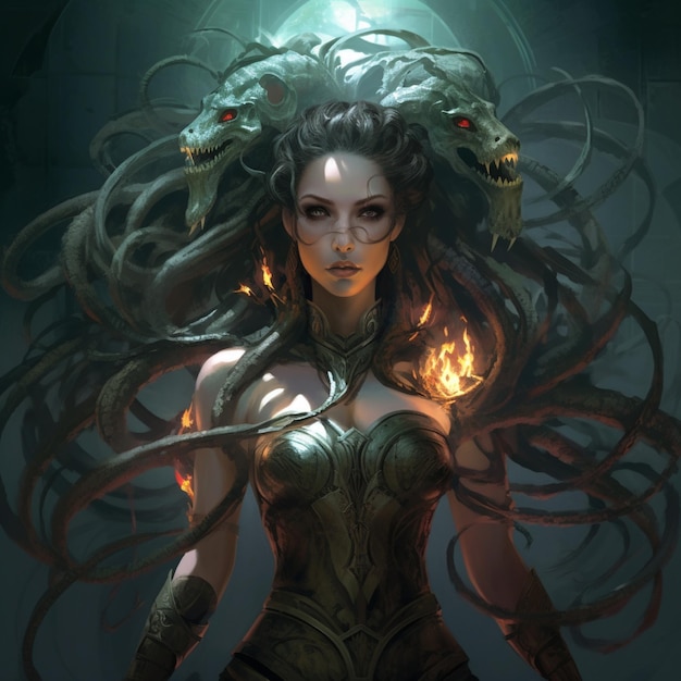 Photo el personaje sera medusa la mujer con cabellos de serpientes de la mitologia griega