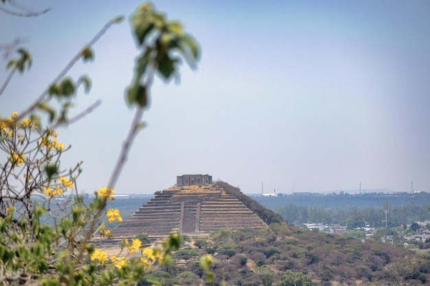 El Pueblito pyramid Quertaro Mexico archaeological zone Mayan ruins Hispanic town blue sky tourist