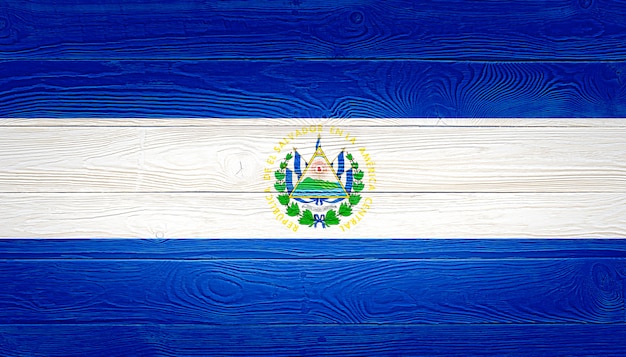 El Salvador flag painted on wooden planks