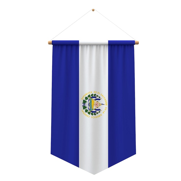 El Salvador vlag doek hangende banner 3D Rendering