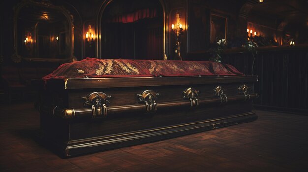 Elaborate Black Wooden Coffin With Ornate Details Timeless Artistry