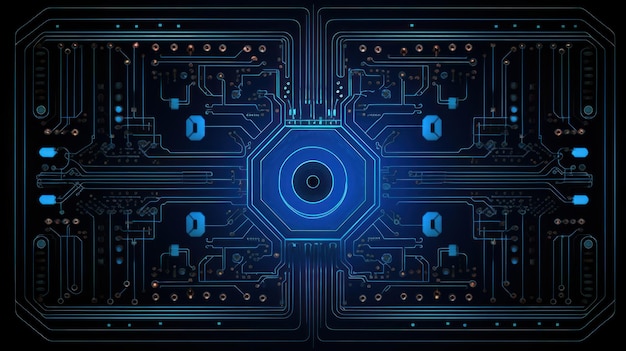 elaborate electronic circuit of of neon color