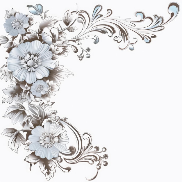 Photo elaborate filigree corner borders on white background ai generated