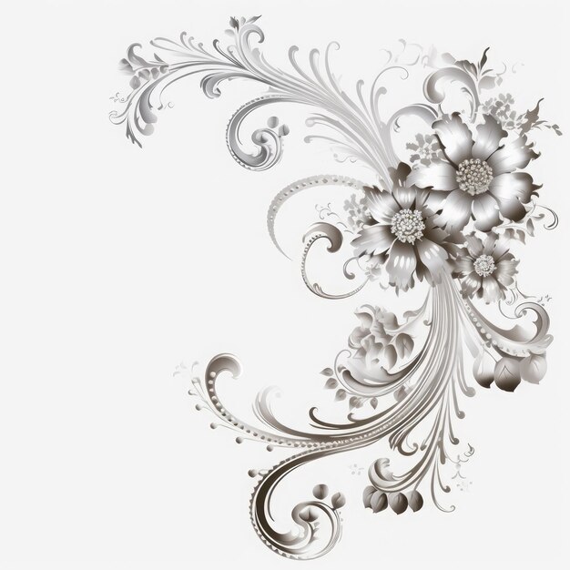 Elaborate filigree corner borders on white Background, AI Generated