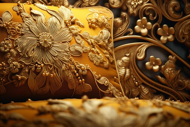 Elaborate gold embroidery on a rich velvet cushion 00237 03