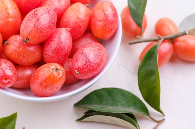 Elaeagnus berry in white bowl