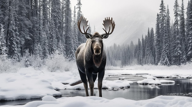 eland in sneeuw in Jasper Canada