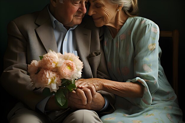 Photo elder couple sharing a tender moment