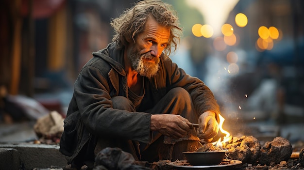 Elder of war homeless refugees