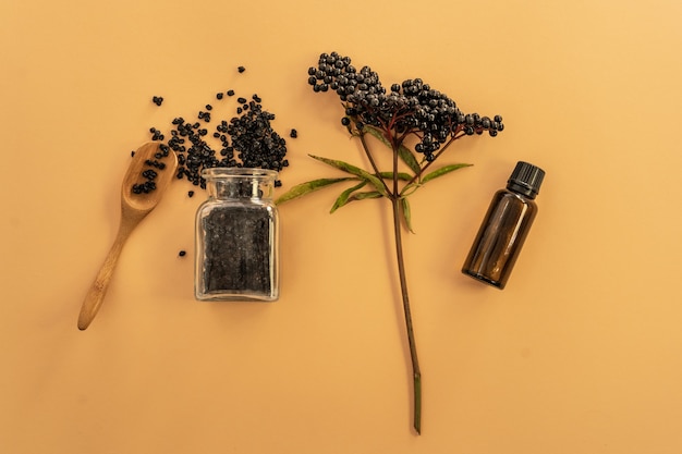 Elderberry syrup and dried elderberries