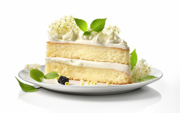 Elderflower Cake on White Background