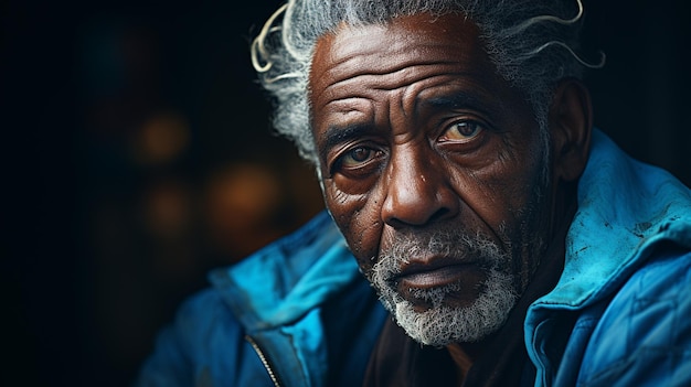 Elderly black man with white beard Generative Ai