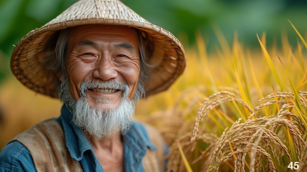 elderly Chinese peasants with field