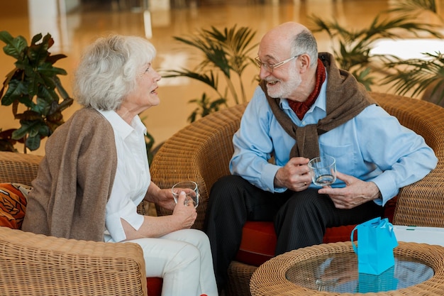 Elderly couple in cafe