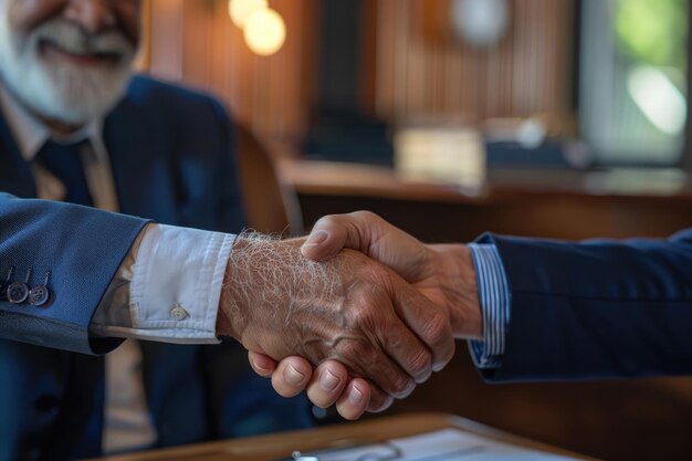 Photo elderly couple finalizes estate insurance deal with satisfaction