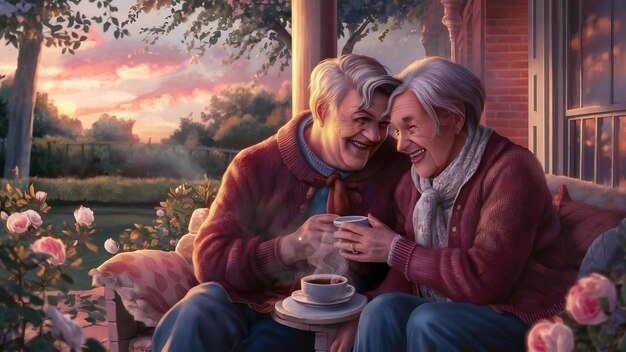 An elderly couple is spending time together