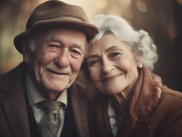 Elderly couple in love smiling