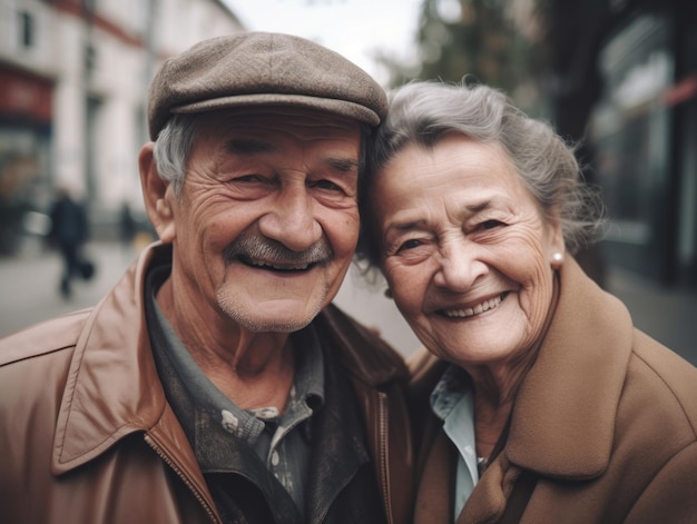 Elderly couple in love smiling