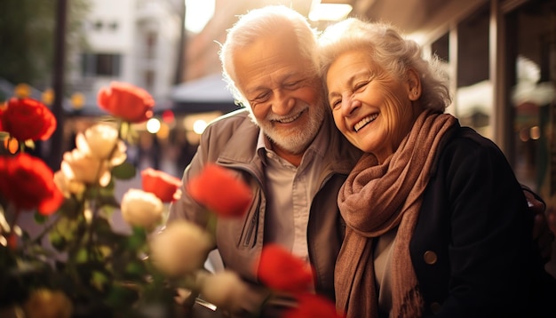 elderly couple in love