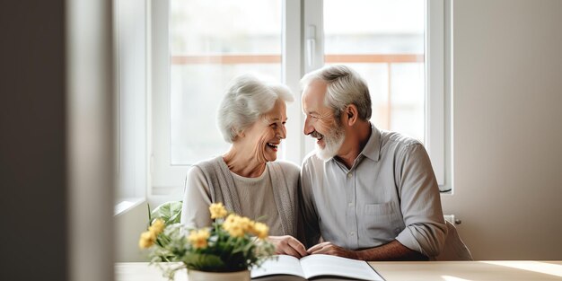 An elderly couple in love