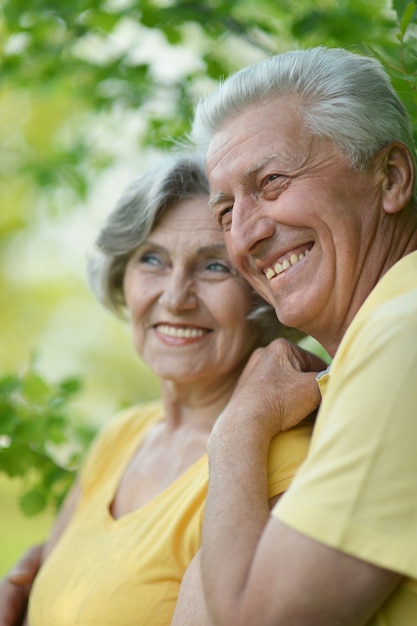 Elderly couple relaxing on a sunny day together