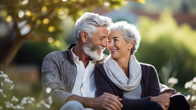 Photo an elderly couple spends time in nature