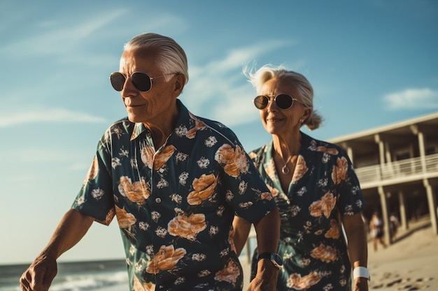 Elderly Couple Vacationing In Exotic Country