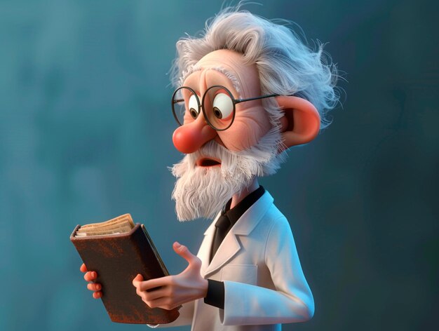Пожилой доктор в формате 3D мультфильма