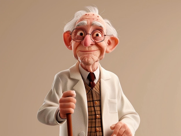 사진 3d 만화 형식의 노인 의사