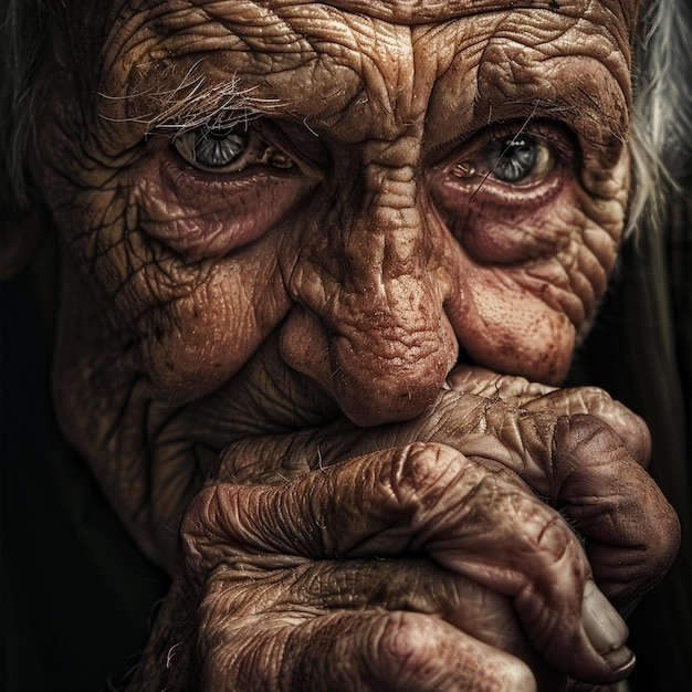 elderly face wisdom filled eyes old lady wrinkled face