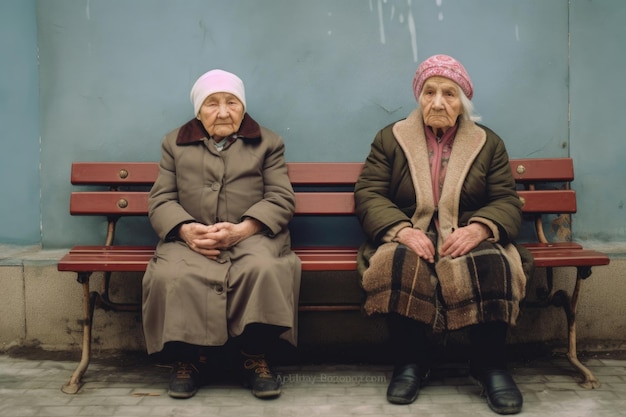 Elderly Friends on Bench