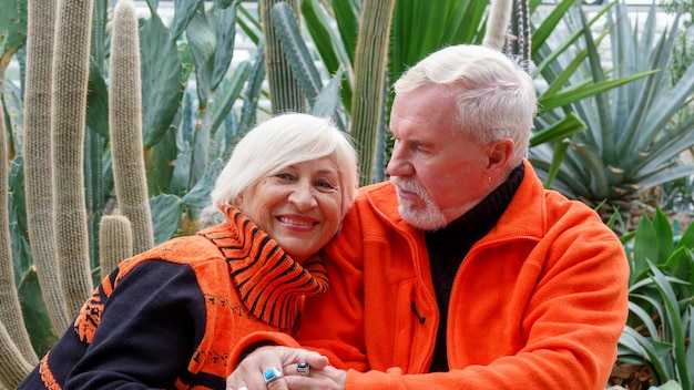 Elderly grayhaired optimistic couple