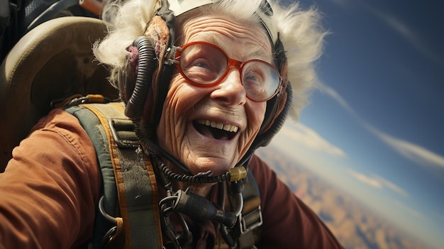 Foto salto in paracadute umano per anziani