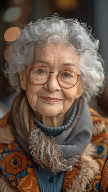 Elderly individuals in a joyful portrait a doctor examining a camera discussing mental health grinning broadly and seated in an indoor nursing home