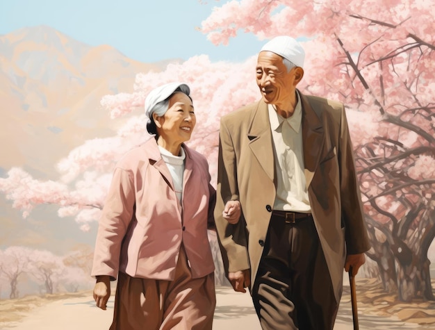 Elderly japanese couple