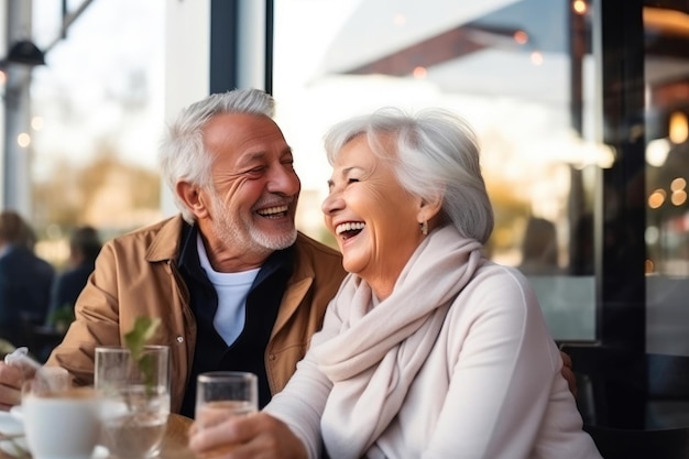 Elderly Lovebirds Enjoying a Cafe Date