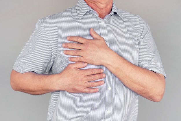 Elderly man chest pain