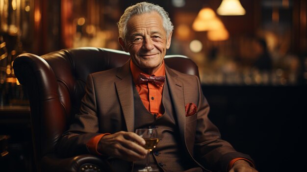 Photo elderly man relaxing at home