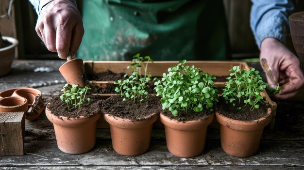 The elderly mans hands calloused yet gentle cradle seedlings nurturing them into a vibrant tapestry