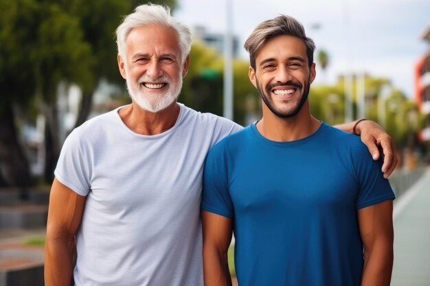 Photo elderly men inspiring health and happiness