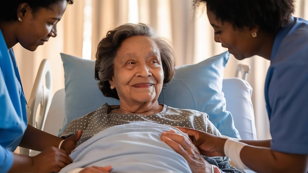 Foto an elderly patient at the hospital