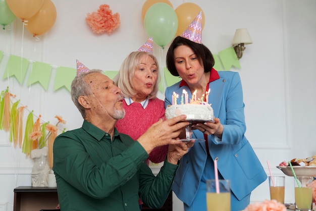 Elderly people celebrating their birthday