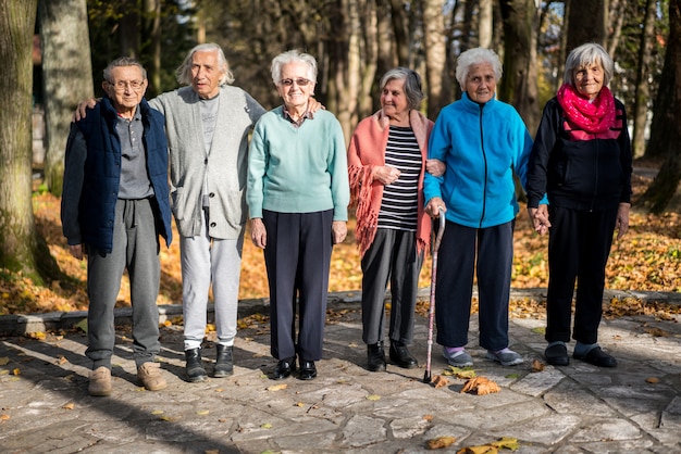 Elderly people in park together