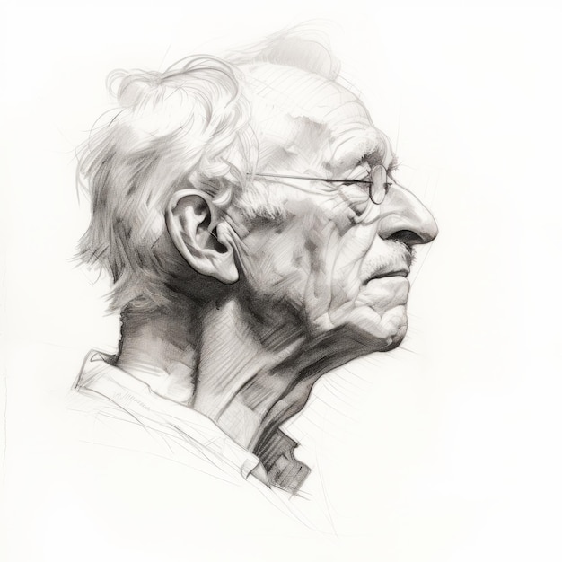 Elderly Profile In Zbrush Style Detailed Shading And Highkey Lighting
