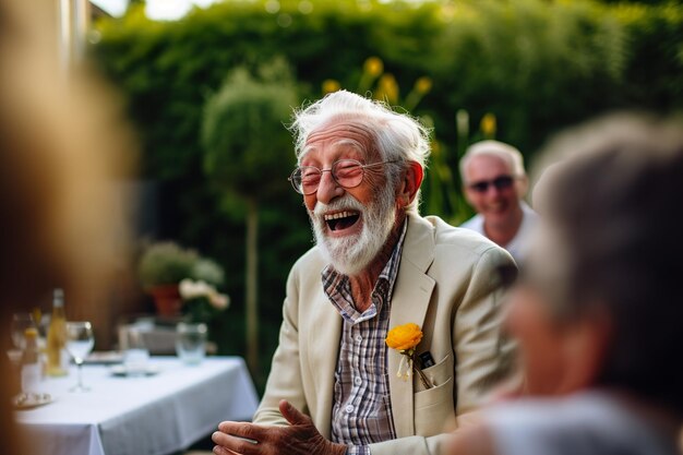 Elderly smiling person enjoy life generative ai