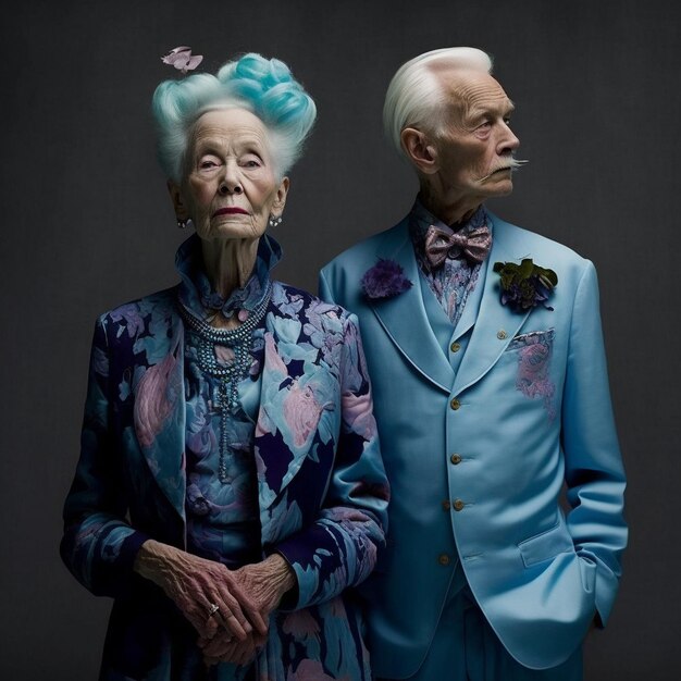 Elderly stylish couple