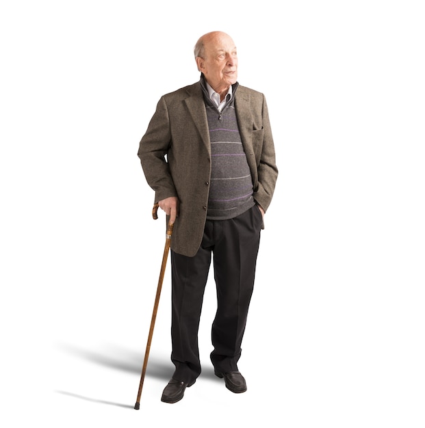 Elderly walking with stick