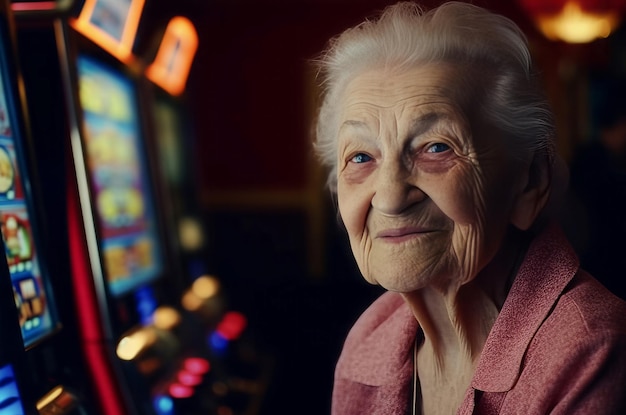 Elderly woman casino las vegas Vacation work Generate Ai