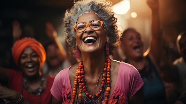 Elderly woman in dancing studio